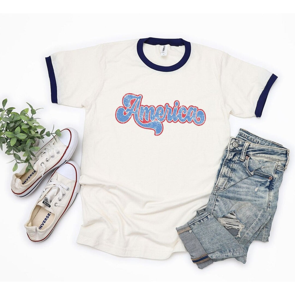 Grunge America Cursive Ringer Tee