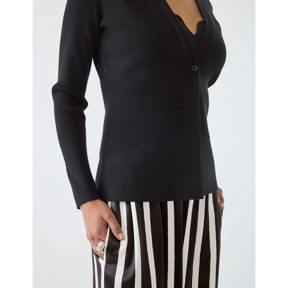 Gstq Fully Fashioned Ribbed Cardigan