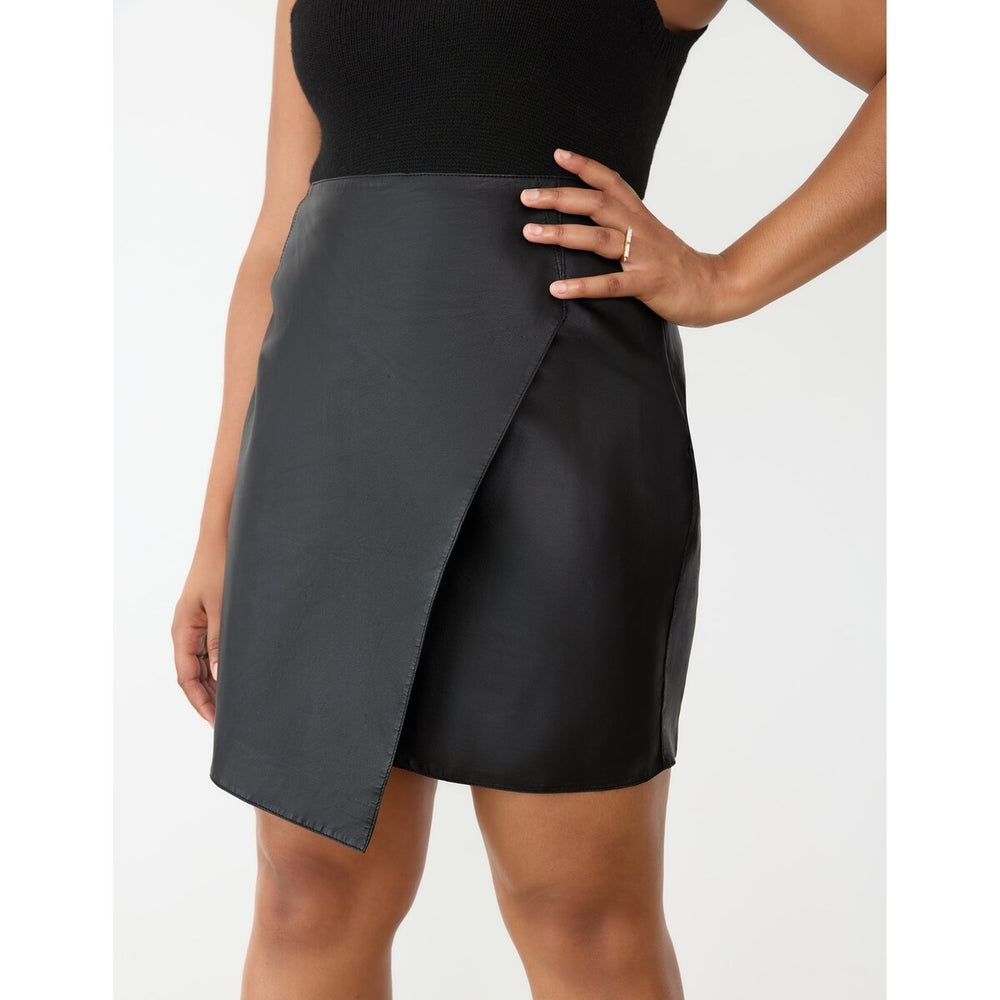 Gstq Leather Wrap Mini Skirt