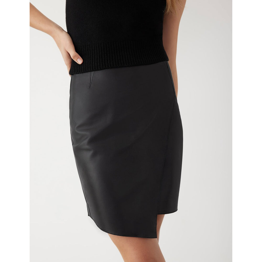 Gstq Leather Wrap Mini Skirt