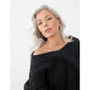 Gstq Off The Shoulder Cable Knit Sweater