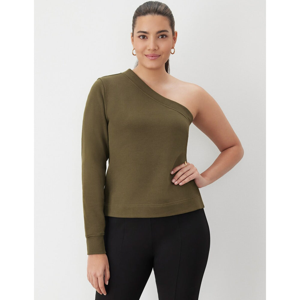 Gstq One Shoulder French Terry Top