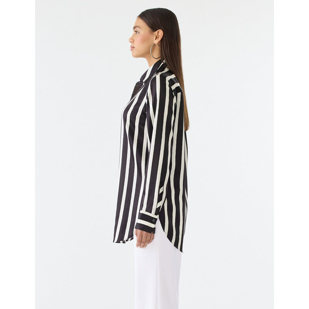 Gstq Striped Button Down Tunic