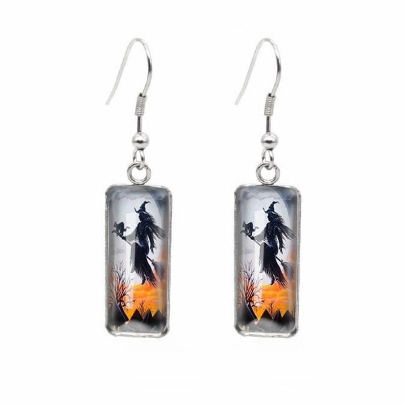 Halloween Themed Rectangular Drop Earrings