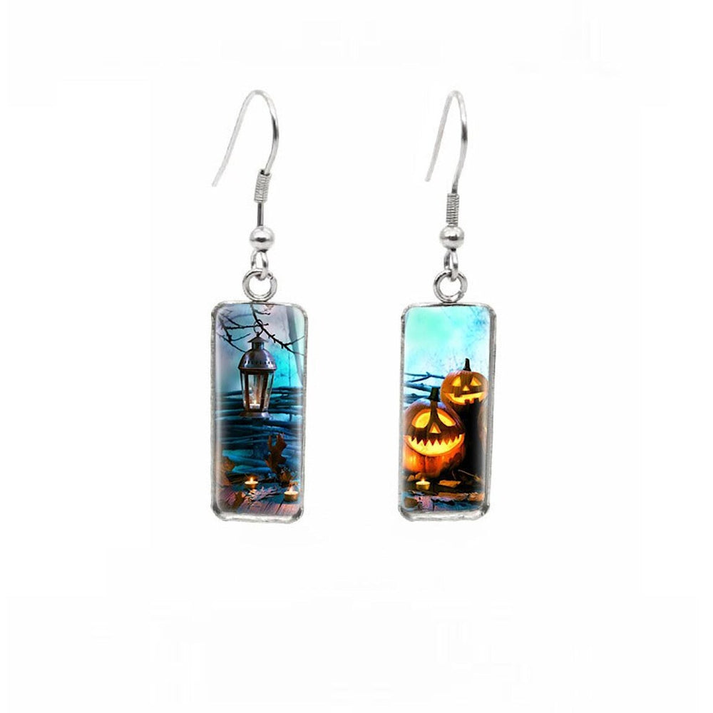 Halloween Themed Rectangular Drop Earrings