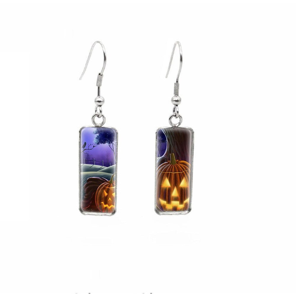 Halloween Themed Rectangular Drop Earrings