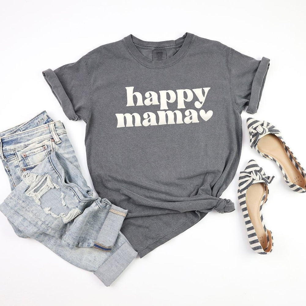 Happy Mama Puff Print Garment Dyed Tee