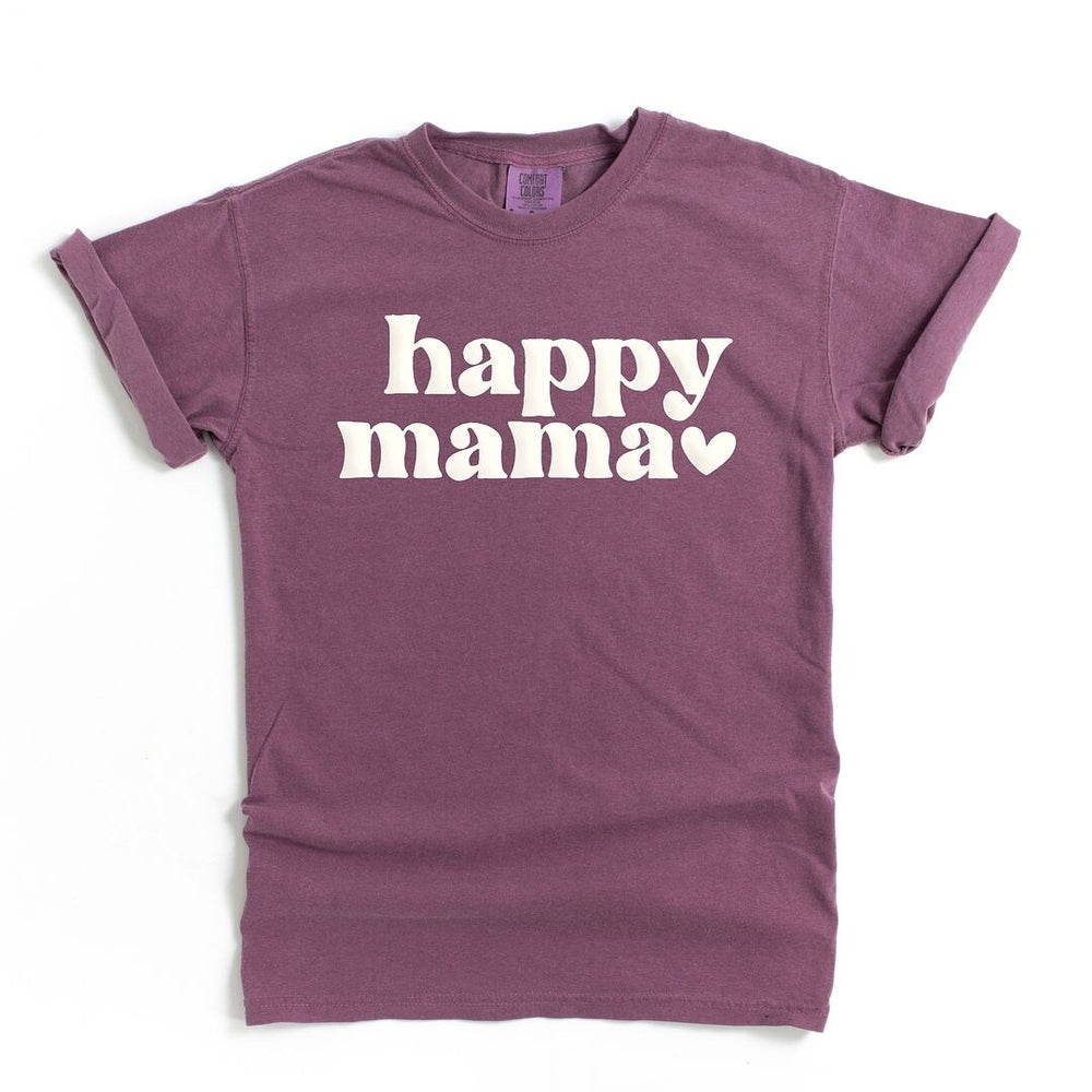 Happy Mama Puff Print Garment Dyed Tee