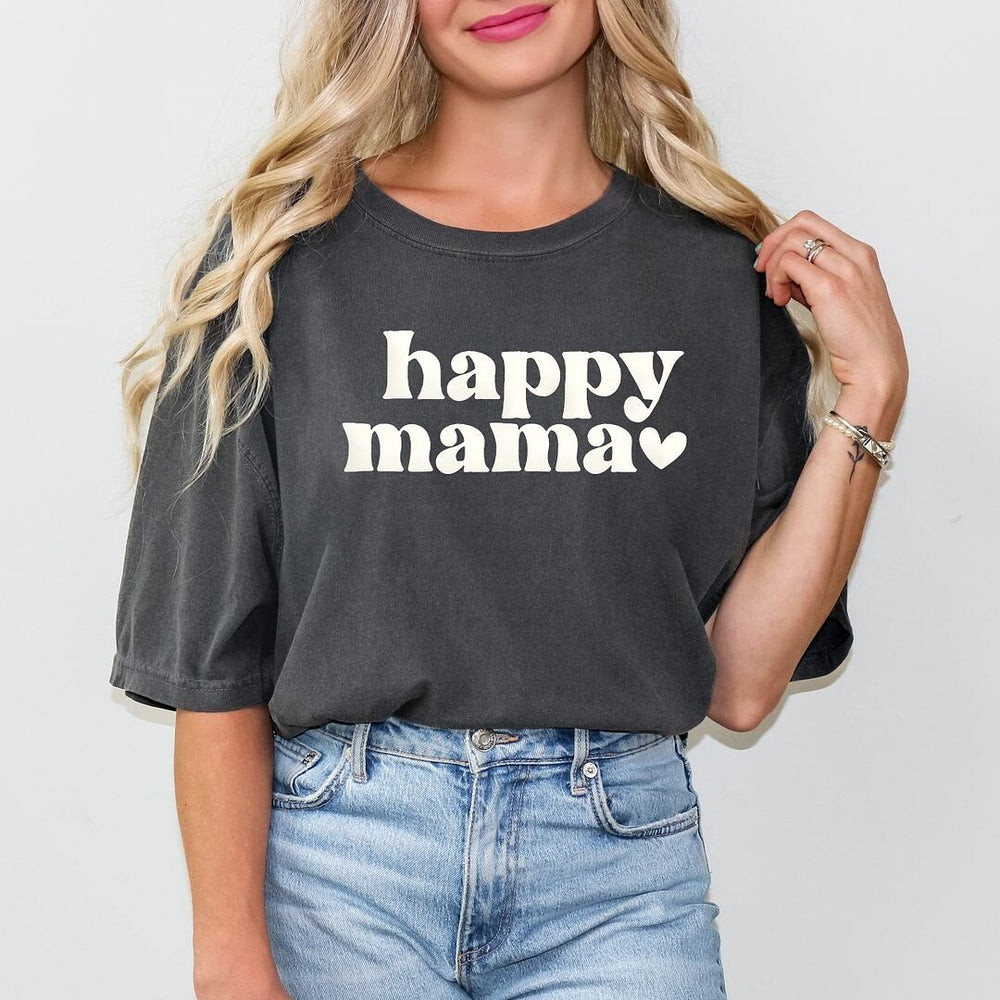 Happy Mama Puff Print Garment Dyed Tee