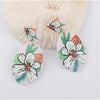 Hawaiian Floral Oval Drop Earrings