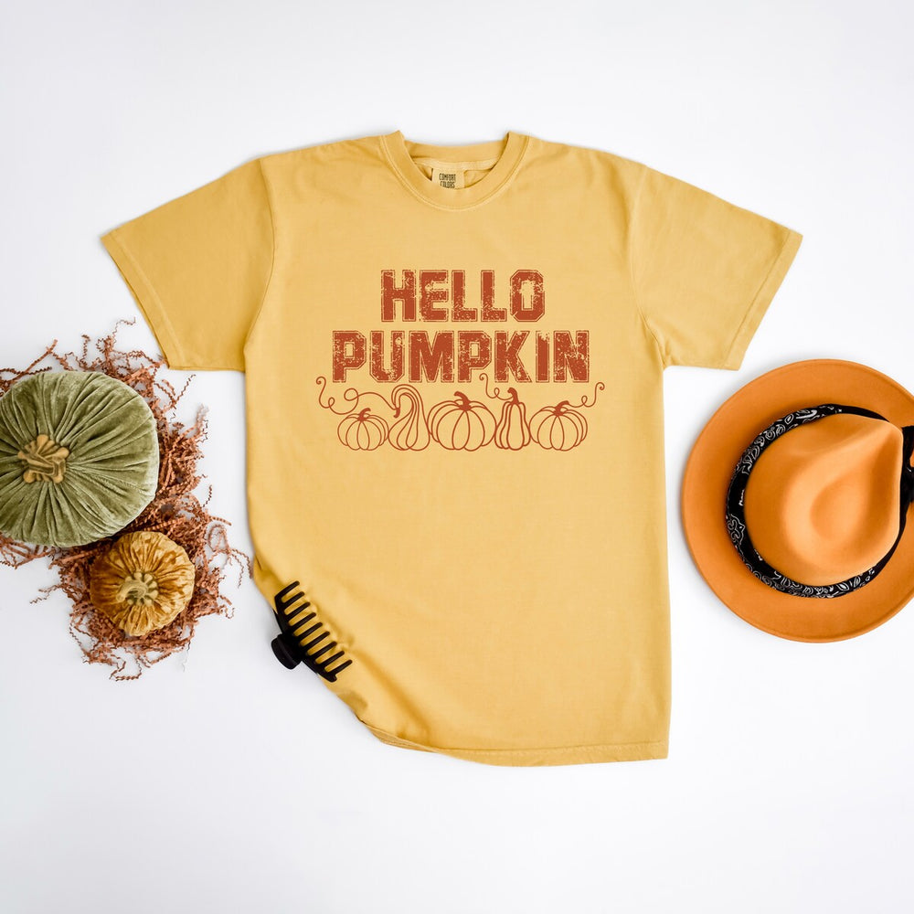 Hello Pumpkin Distressed Garment Dyed Tee