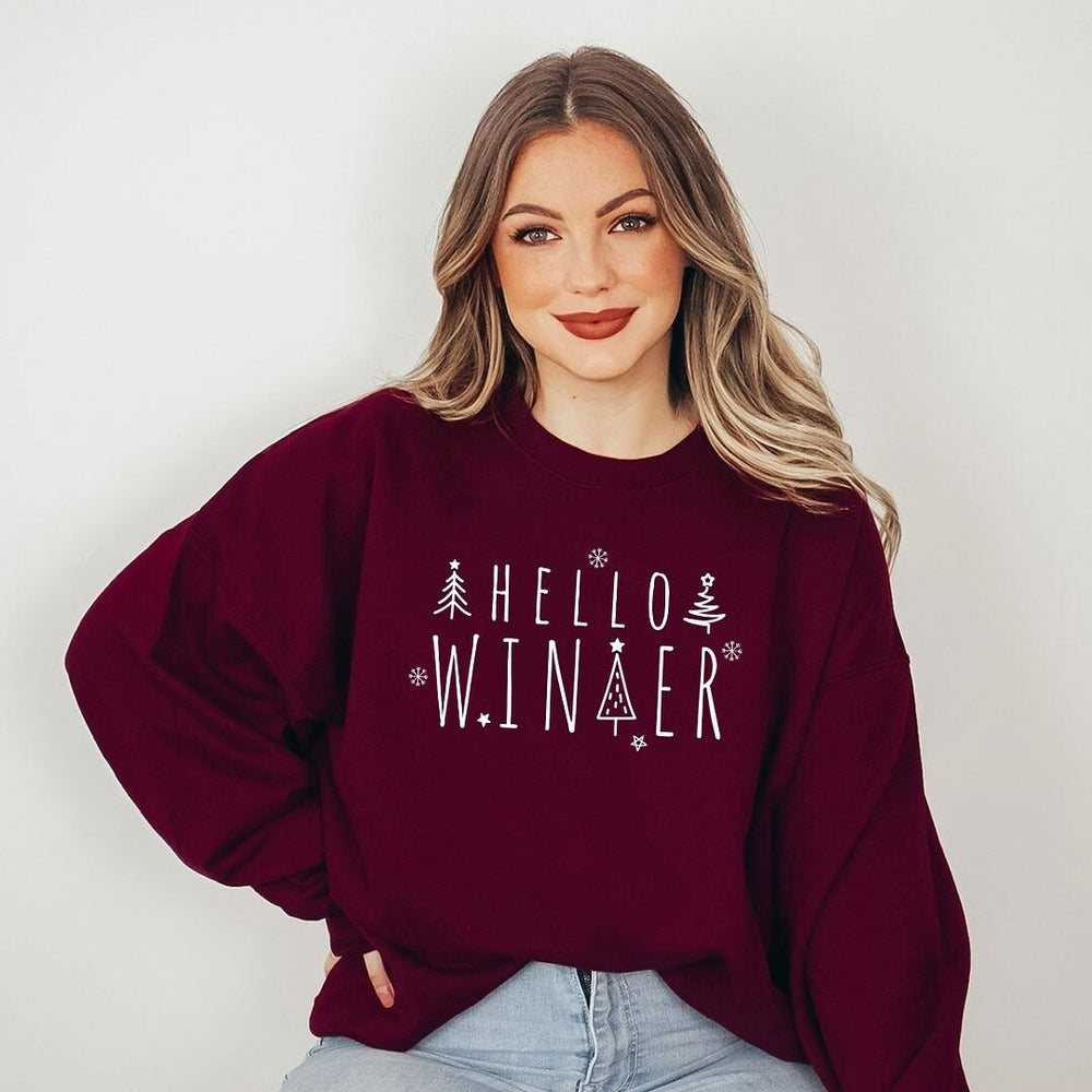 Hello Winter Trees Graphic Sweatshirt