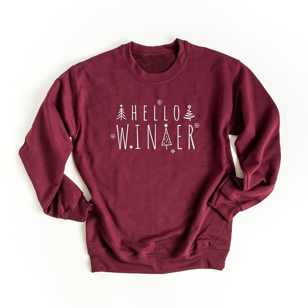 Hello Winter Trees Graphic Sweatshirt