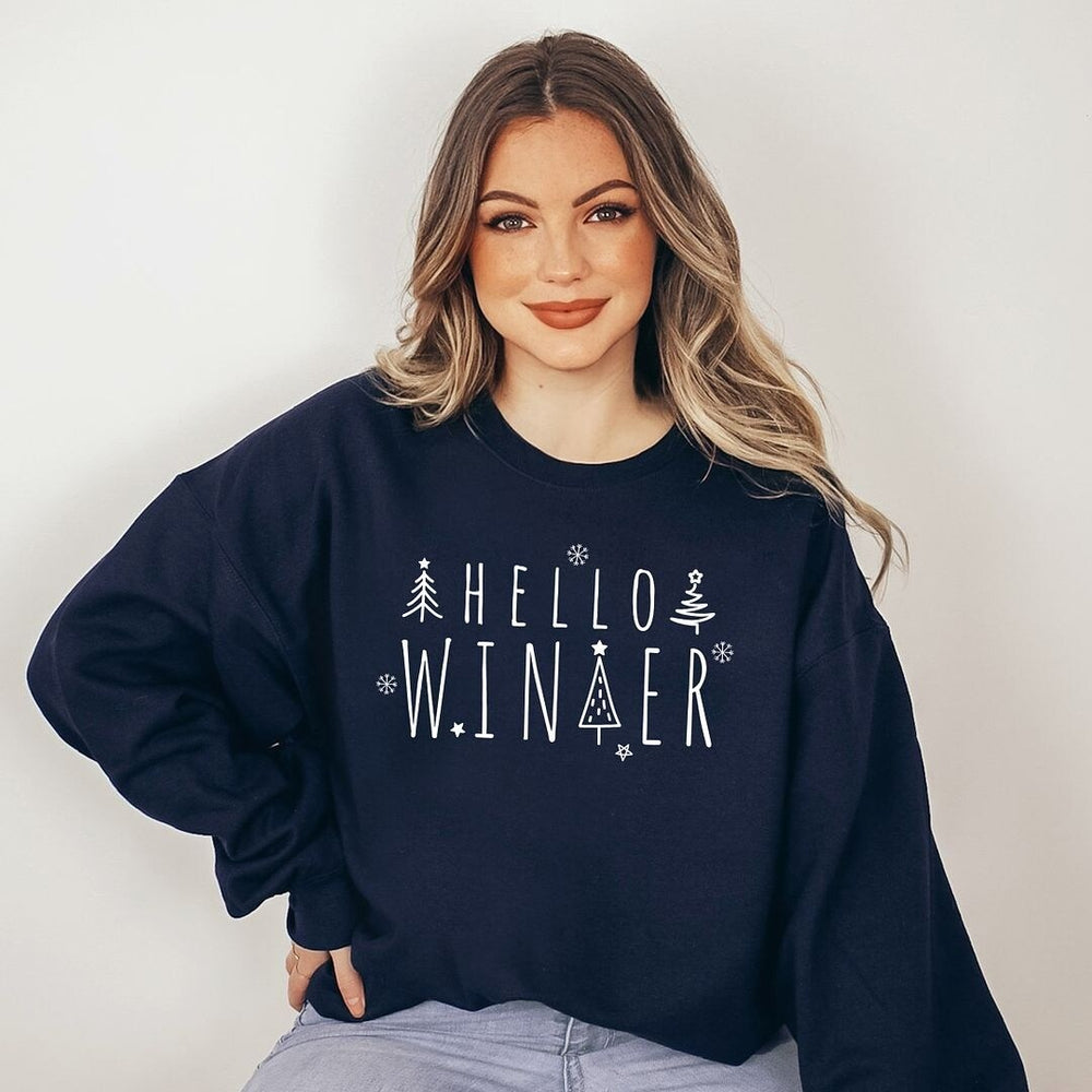 Hello Winter Trees Graphic Sweatshirt