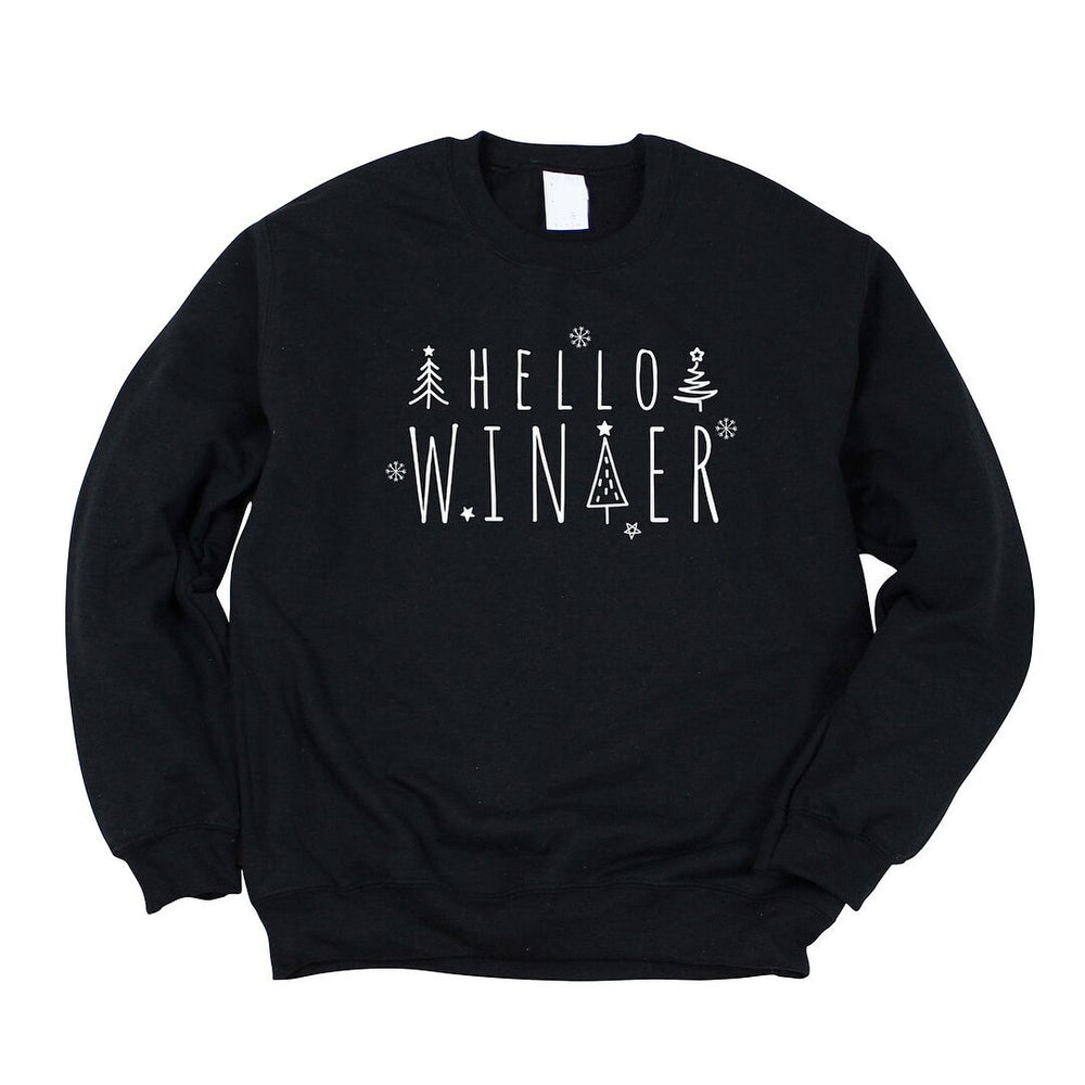 Hello Winter Trees Graphic Sweatshirt