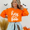 Hey Boo Cursive Puff Print Graphic Sweatshirt