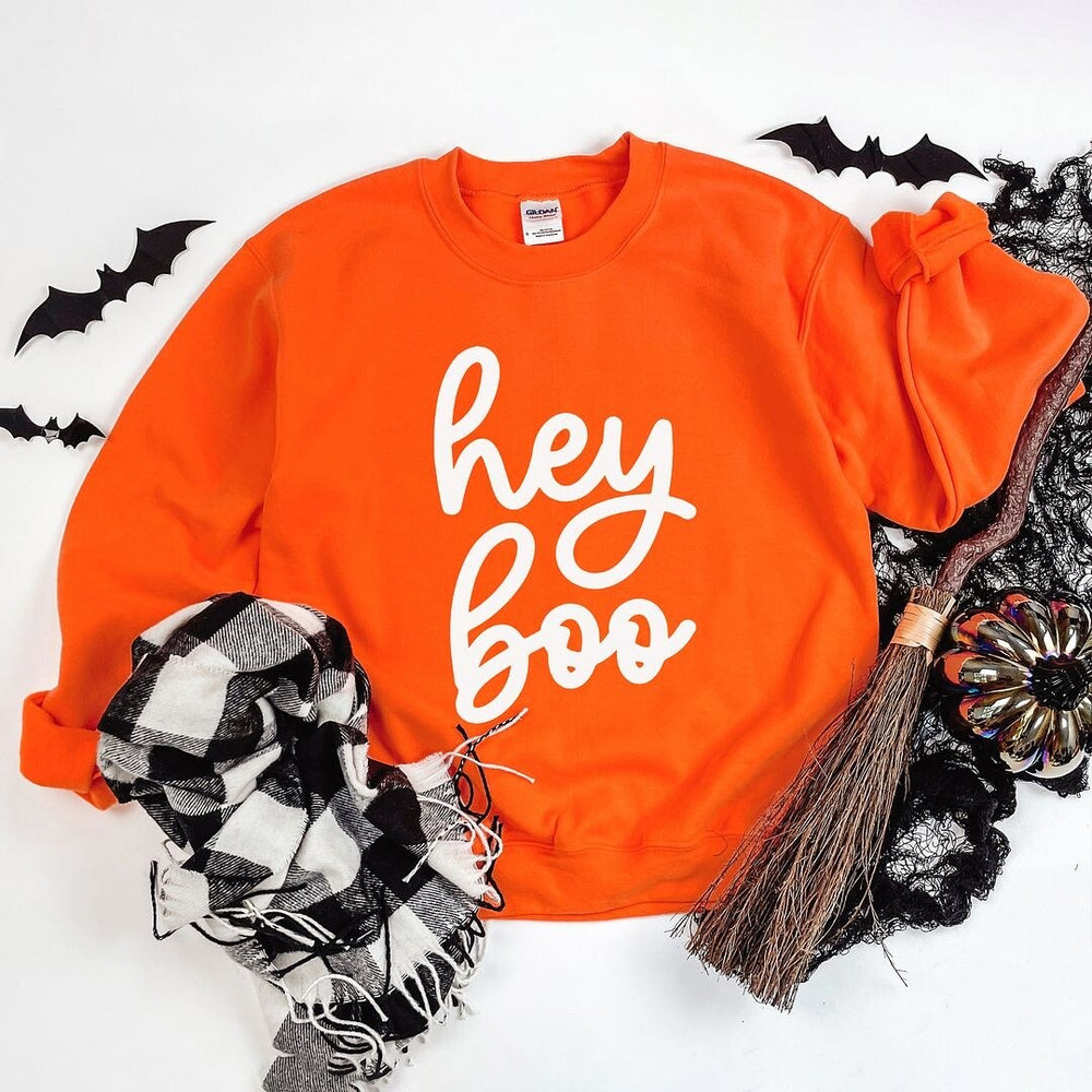 Hey Boo Cursive Puff Print Graphic Sweatshirt