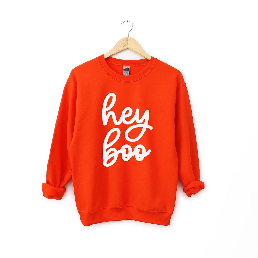 Hey Boo Cursive Puff Print Graphic Sweatshirt