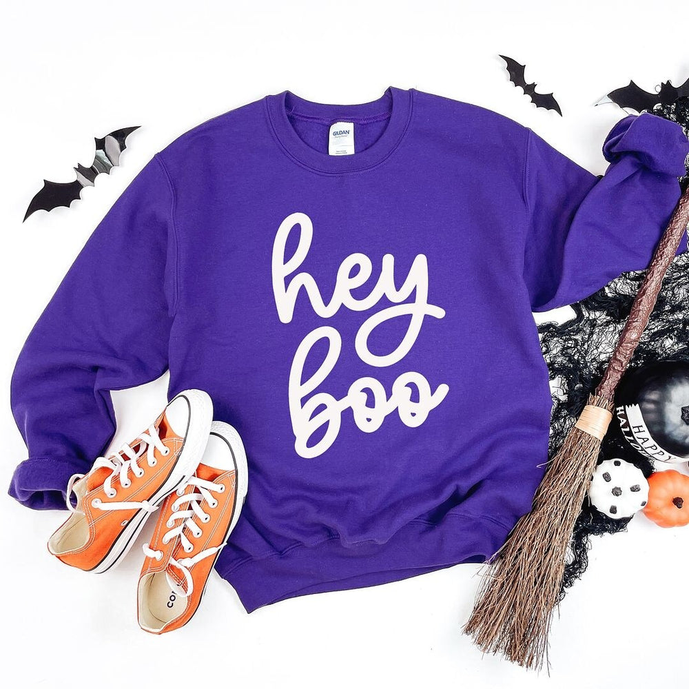 Hey Boo Cursive Puff Print Graphic Sweatshirt