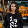 Hey Boo Cursive Puff Print Graphic Sweatshirt