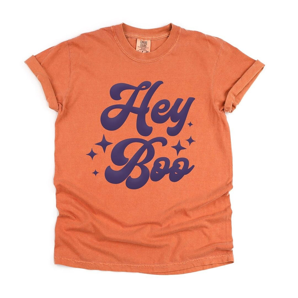 Hey Boo Stars Puff Print Garment Dyed Tee