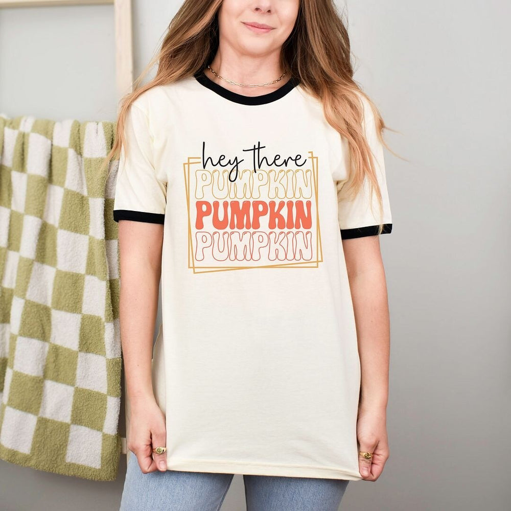 Hey There Pumpkin Stacked Ringer Tee