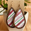 Holiday Patterned & Wooden Teardrop Earrings