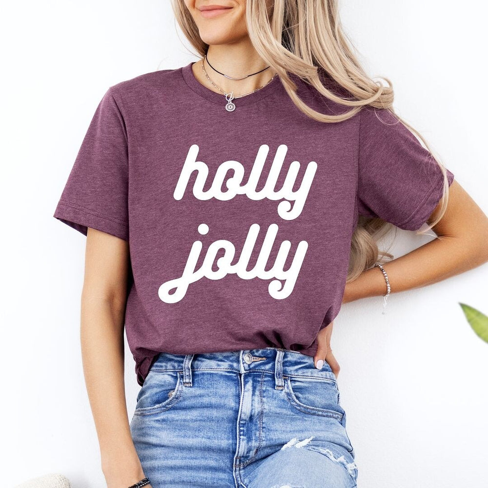 Holly Jolly Bold Cursive Short Sleeve Crewnneck Tee