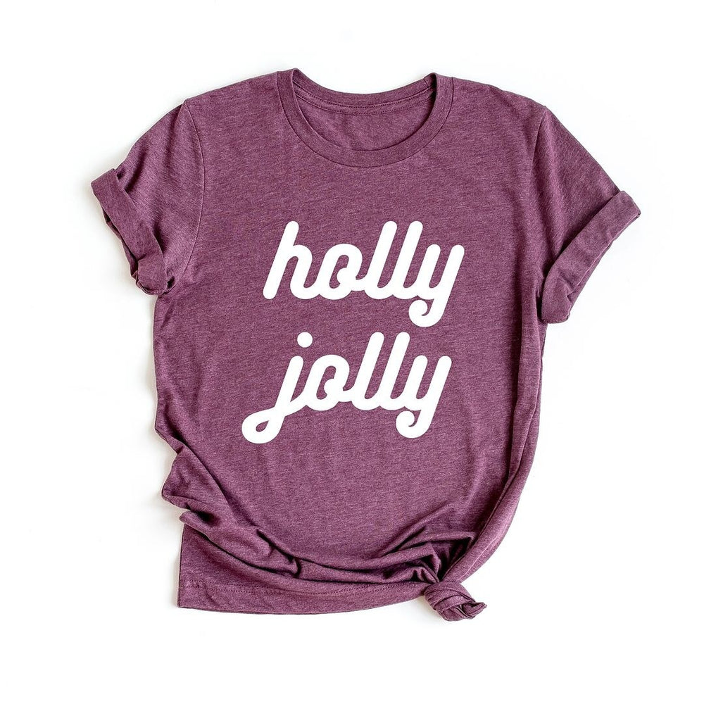 Holly Jolly Bold Cursive Short Sleeve Crewnneck Tee