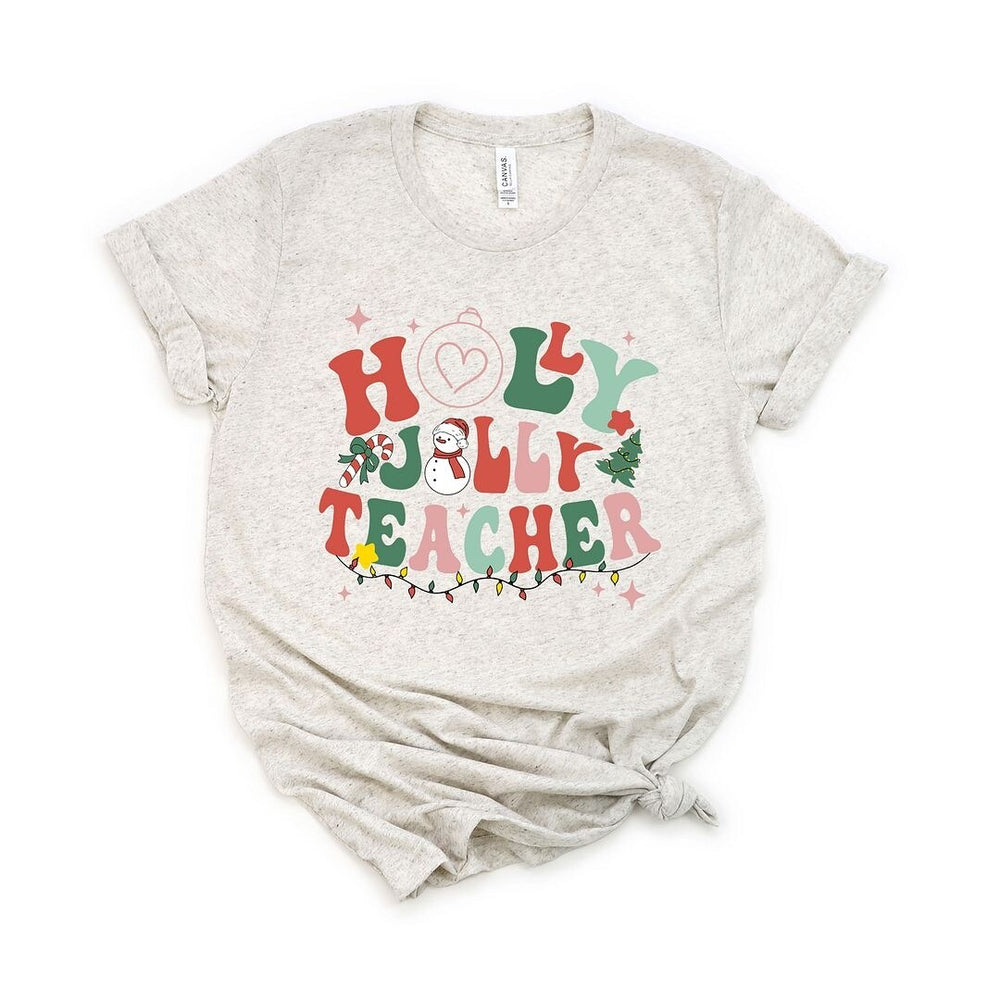 Holly Jolly Teacher Short Sleeve Crewnneck Tee