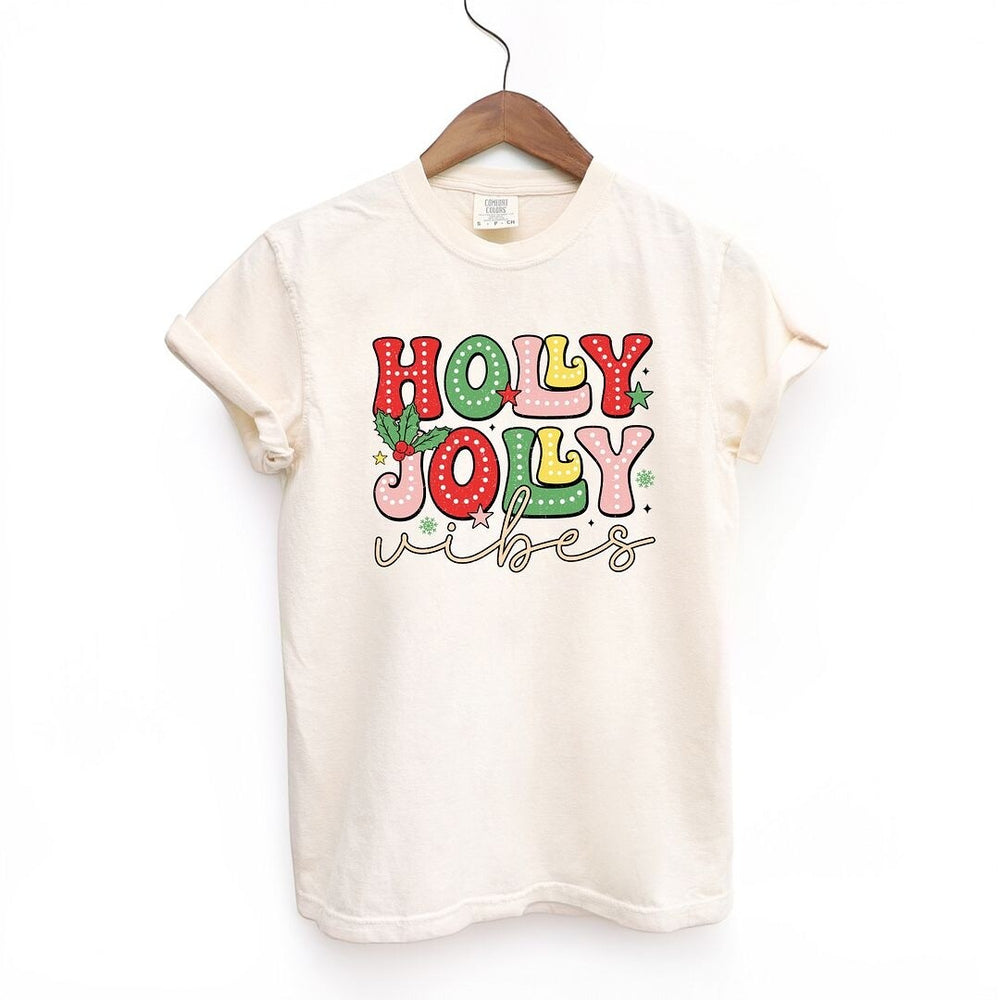 Holly Jolly Vibes Distressed Garment Dyed Tee