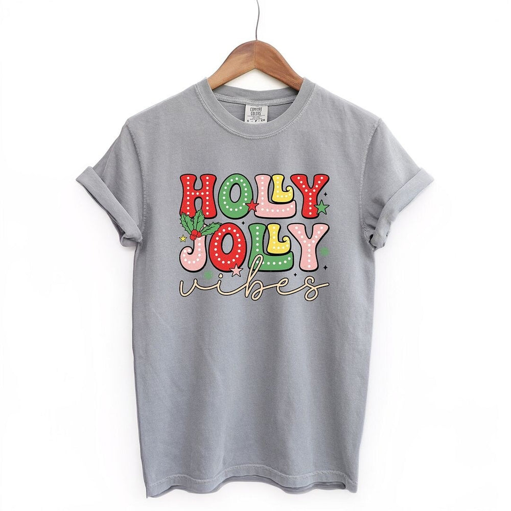 Holly Jolly Vibes Distressed Garment Dyed Tee