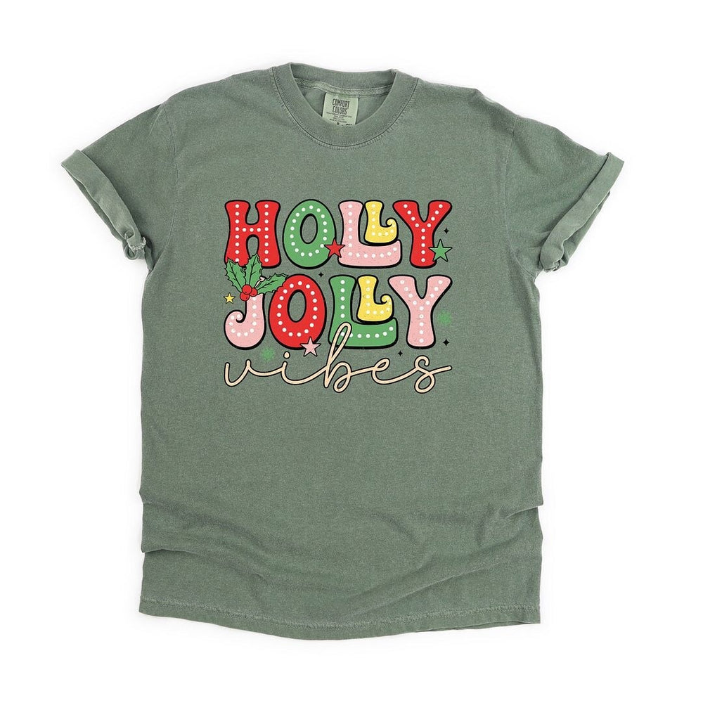 Holly Jolly Vibes Distressed Garment Dyed Tee