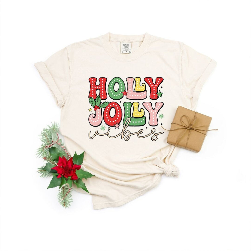 Holly Jolly Vibes Distressed Garment Dyed Tee