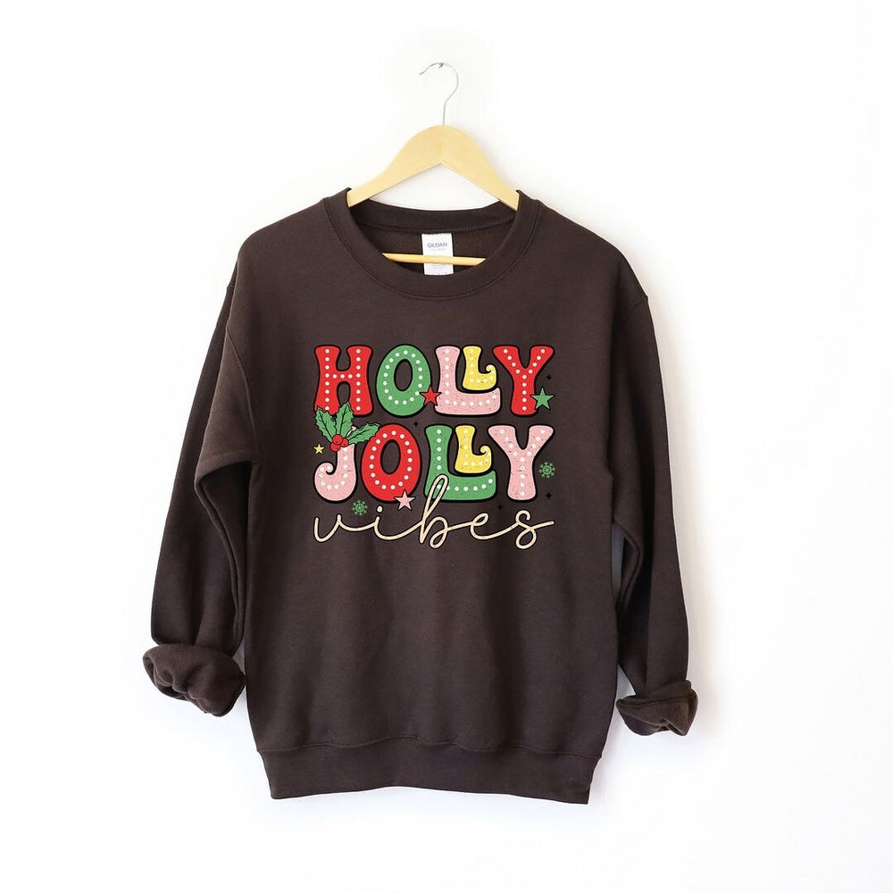 Holly Jolly Vibes Distressed Graphic Sweatshirt