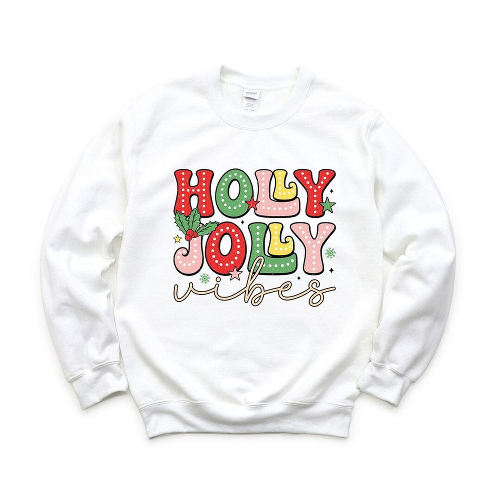 Holly Jolly Vibes Distressed Graphic Sweatshirt