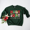 Holly Jolly Vibes Distressed Graphic Sweatshirt