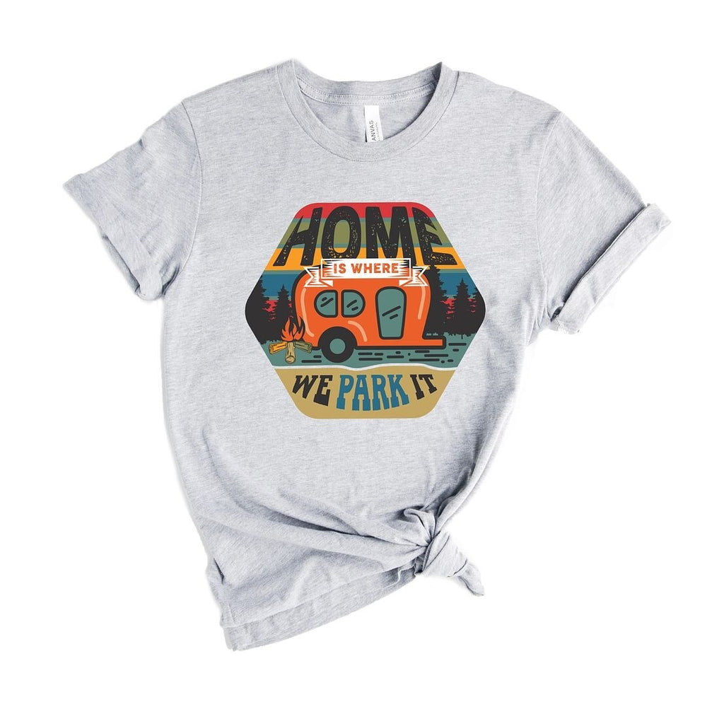 Home Is Where We Park It Badge Short Sleeve Crewnneck Tee