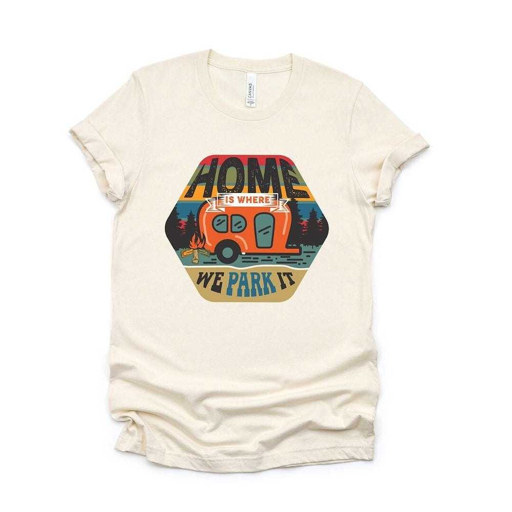 Home Is Where We Park It Badge Short Sleeve Crewnneck Tee