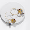 Hooped Earrings With Celestial Charms, Hearts Beads