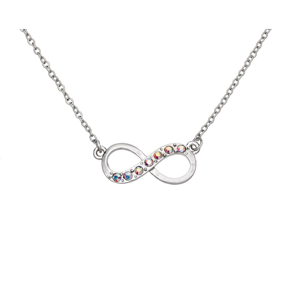 Horizontal Aurora Borealis Crystal Infinity Necklace