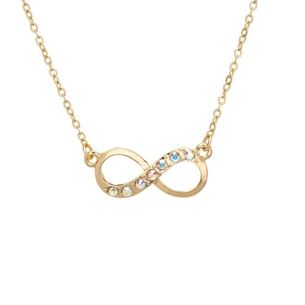 Horizontal Aurora Borealis Crystal Infinity Necklace