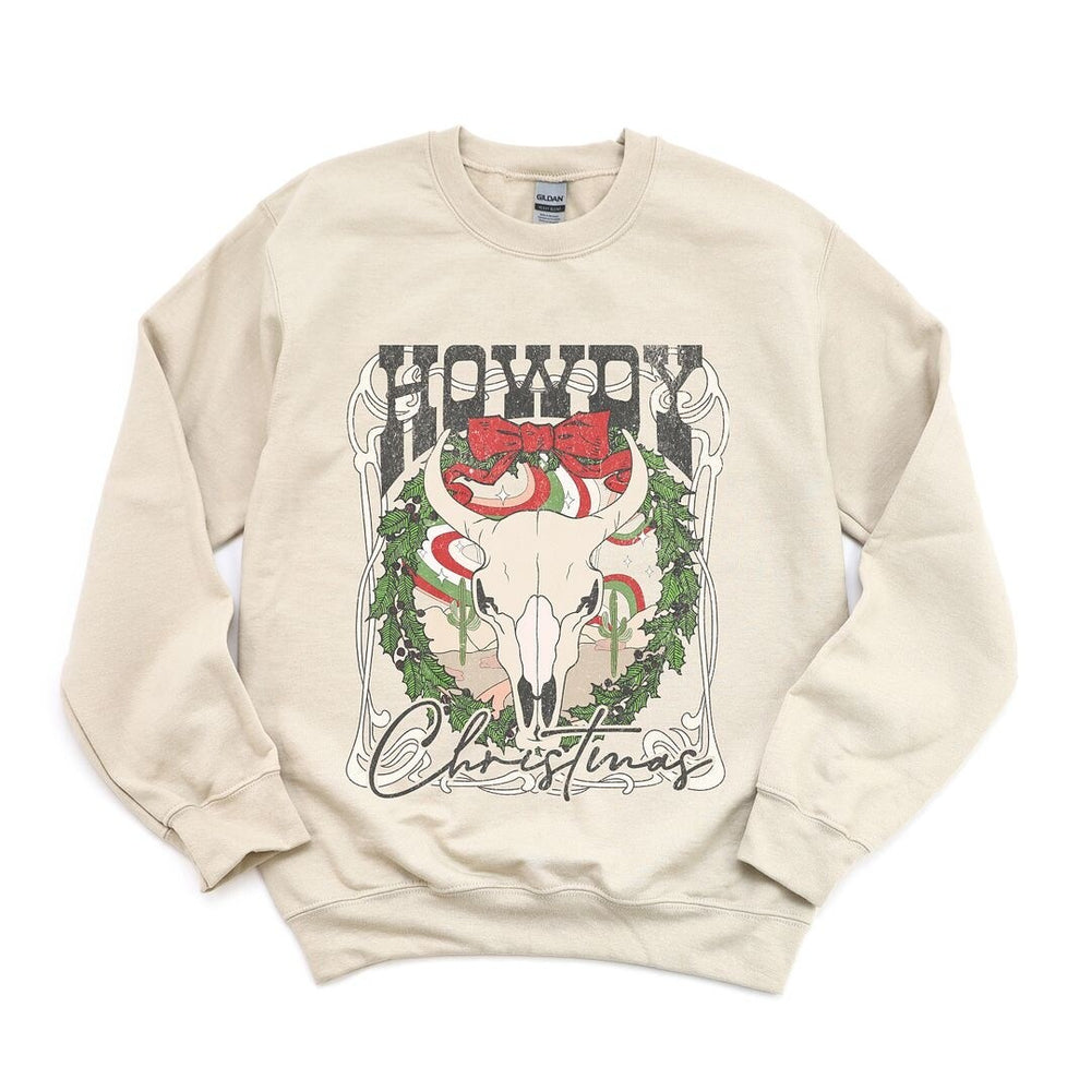 Howdy Christmas Bull Graphic Sweatshirt