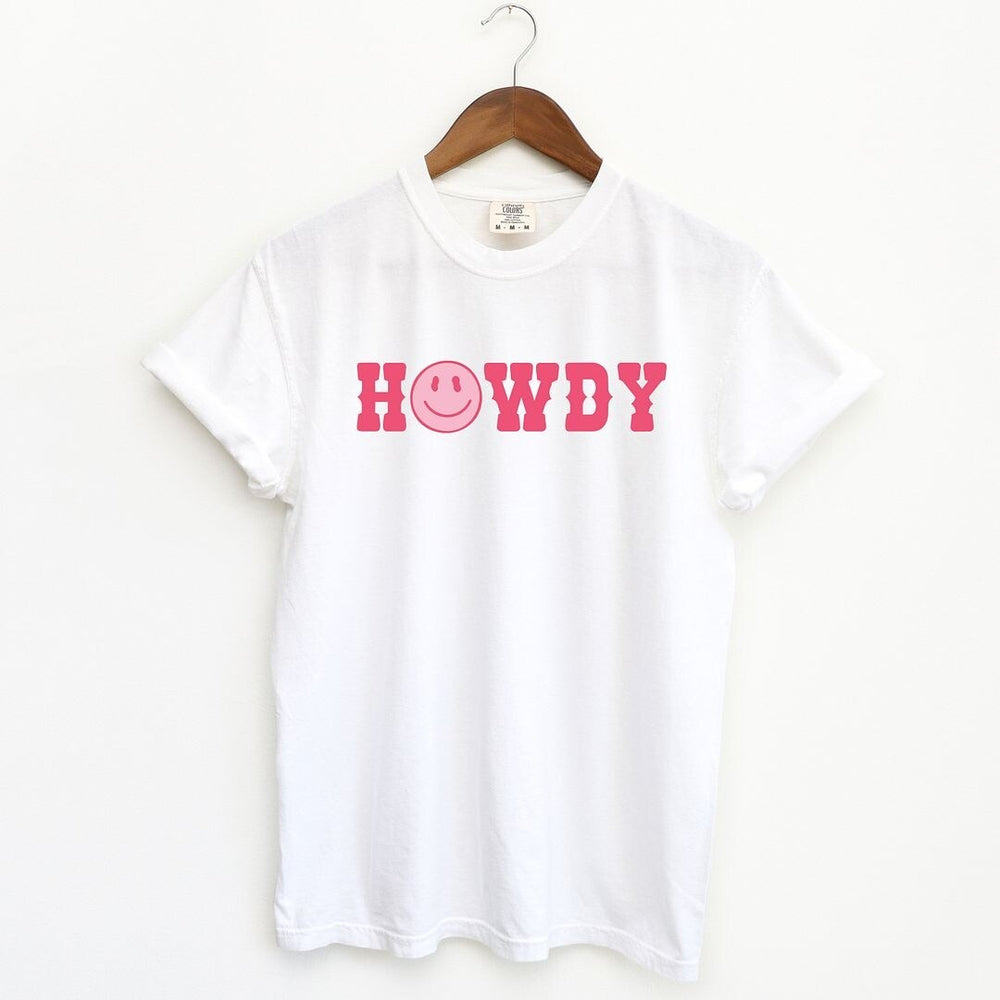 Howdy Smiley Face Garment Dyed Tee