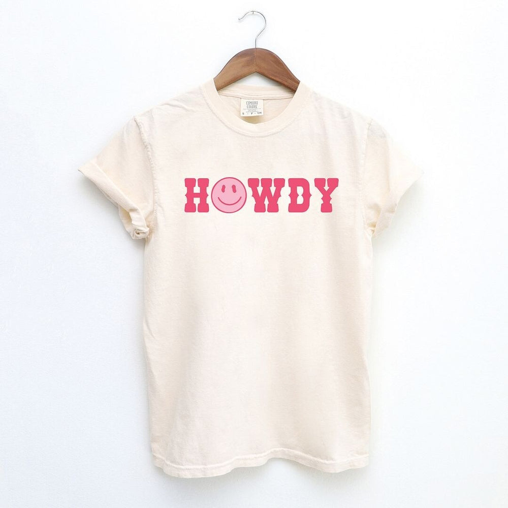 Howdy Smiley Face Garment Dyed Tee