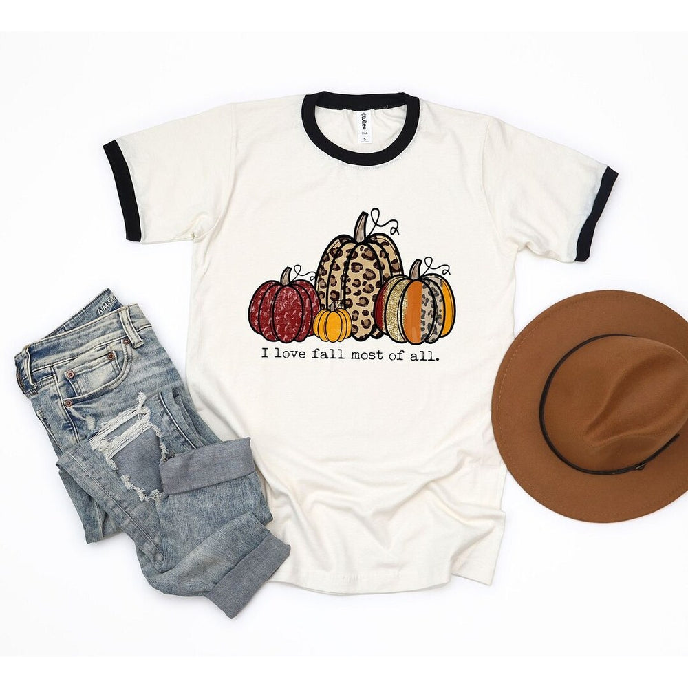 I Love Fall Most Of All Pumpkins Ringer Tee