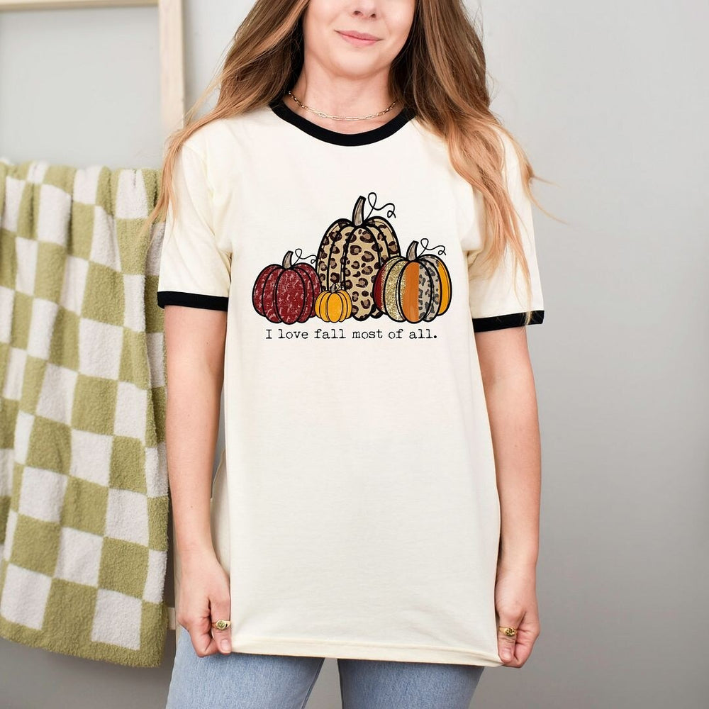 I Love Fall Most Of All Pumpkins Ringer Tee