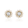 Imitation Pearl And Crystal Flower Stud Earrings