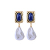 Imitation Pearl Blue Drop Earrings