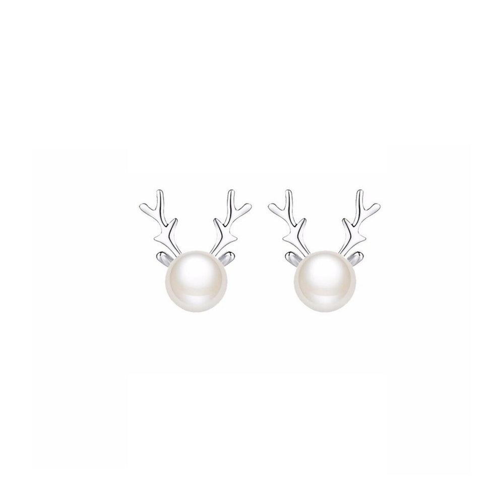 Imitation Pearl Deer Stud Earrings